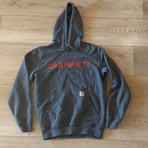 Carhartt Men's Charcoal and Red Hoodie